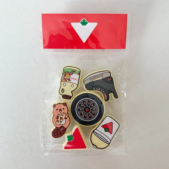 2/$10* Set of 6 Shoe Charms Canadian Tire Pail Skate Tire Jug Beaver Croc Charms - Picture 2 of 4